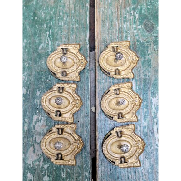 6 Vintage Ring Drawer Pulls, Metal Salvage Lot, Single Screw - Picture 3 of 3